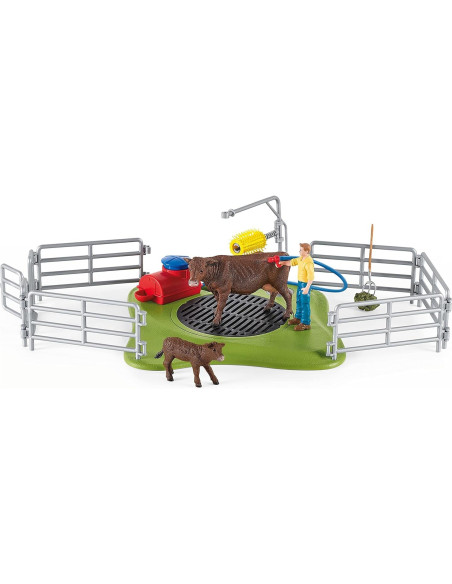 Set de Juego Lavado de Vaca Feliz Schleich 16 Piezas