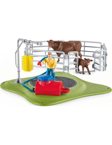 Set de Juego Lavado de Vaca Feliz Schleich 16 Piezas