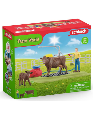 Set de Juego Lavado de Vaca Feliz Schleich 16 Piezas
