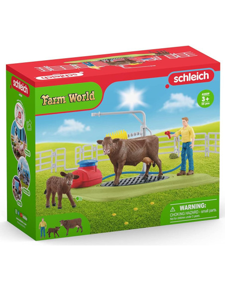Set de Juego Lavado de Vaca Feliz Schleich 16 Piezas