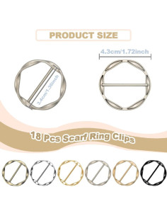 18 Clips Redondos de Metal para Camisas y Bufandas - 6 Colores 2
