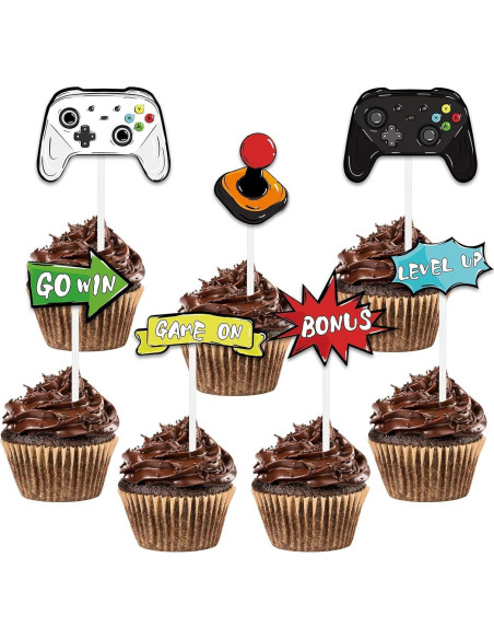 Adornos para Cupcakes WERNNSAI 35 Pcs Videojuegos