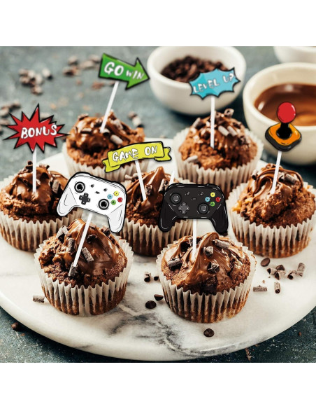 Adornos para Cupcakes WERNNSAI 35 Pcs Videojuegos