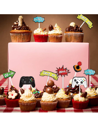 Adornos para Cupcakes WERNNSAI 35 Pcs Videojuegos