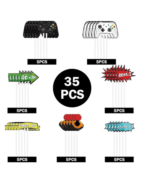 Adornos para Cupcakes WERNNSAI 35 Pcs Videojuegos
