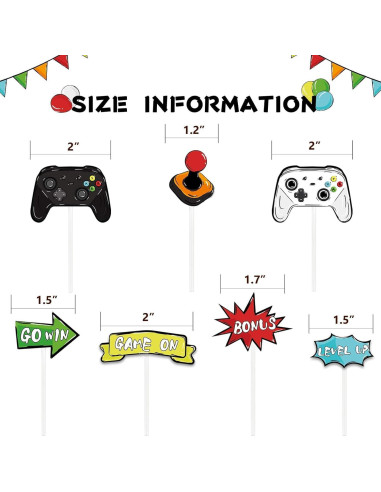 Adornos para Cupcakes WERNNSAI 35 Pcs Videojuegos