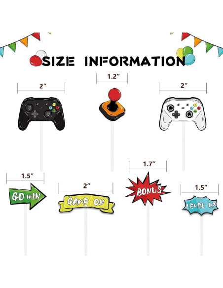 Adornos para Cupcakes WERNNSAI 35 Pcs Videojuegos