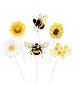 Adornos para Cupcakes WERNNSAI 36 Piezas Tema Abeja