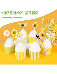 Adornos para Cupcakes WERNNSAI 36 Piezas Tema Abeja 2