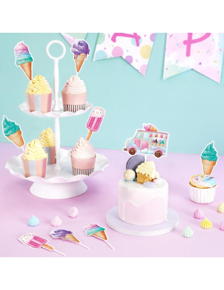 Adornos para Cupcakes WERNNSAI 35 Piezas Helado Colorido