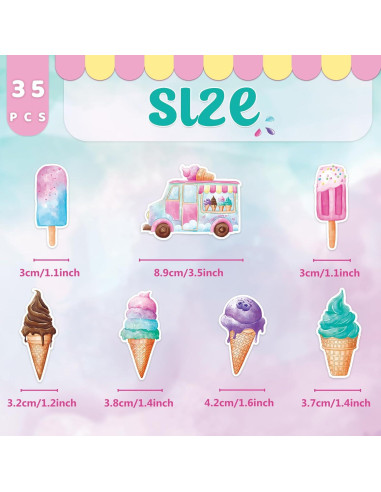 Adornos para Cupcakes WERNNSAI 35 Piezas Helado Colorido