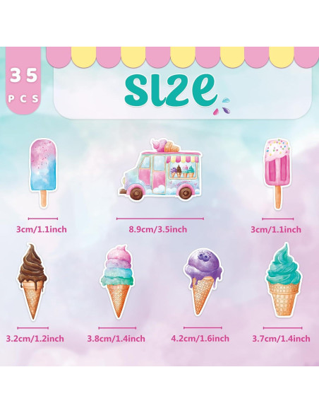 Adornos para Cupcakes WERNNSAI 35 Piezas Helado Colorido