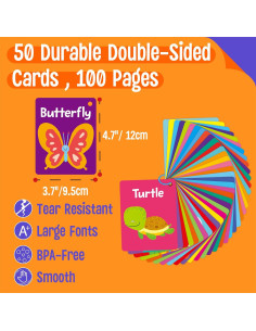 Tarjetas de Flash de Animales SpriteGru 50 Piezas Educativas 2