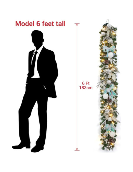 Guirnalda Navideña Preiluminada GarveeHome 182 cm LED