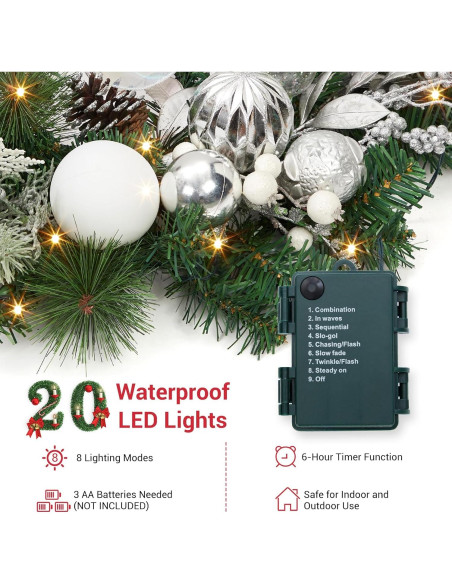 Guirnalda Navideña Preiluminada GarveeHome 182 cm LED