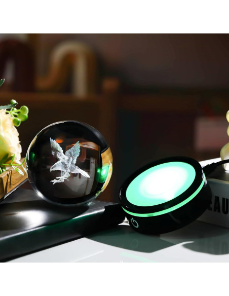 Bola de Cristal 3D Águila YWHL con Base LED Multicolor