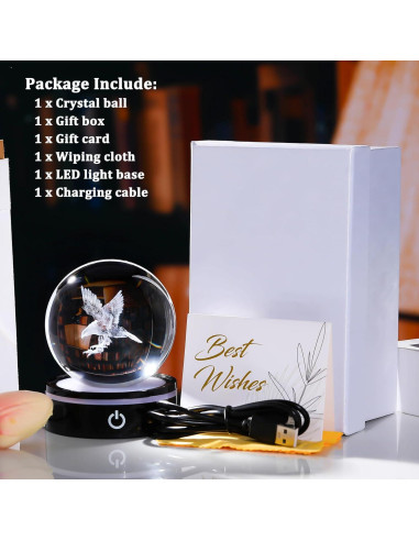 Bola de Cristal 3D Águila YWHL con Base LED Multicolor