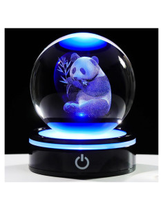 Figura 3D de Panda en Cristal YWHL con Base LED Multicolor