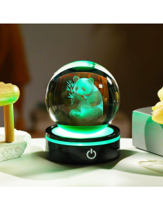 Figura 3D de Panda en Cristal YWHL con Base LED Multicolor 2