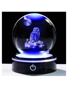 Figurita Búho 3D YWHL con Base LED y Luz Colorida