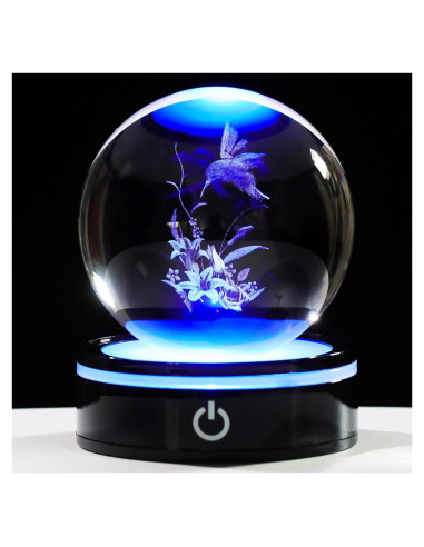 Figurita Colibrí 3D YWHL con Base LED y Regalo Incluido