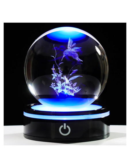 Figurita Colibrí 3D YWHL con Base LED y Regalo Incluido
