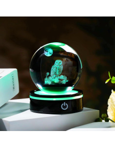 Figurita Búho 3D YWHL con Base LED y Luz Colorida 2