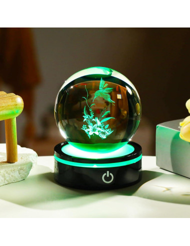 Figurita Colibrí 3D YWHL con Base LED y Regalo Incluido