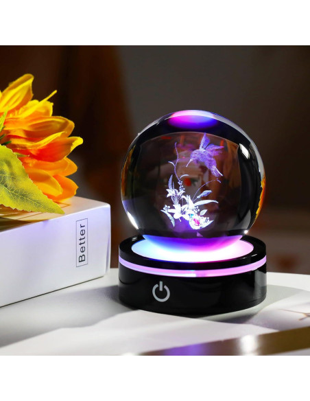 Figurita Colibrí 3D YWHL con Base LED y Regalo Incluido
