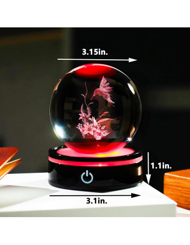 Figurita Colibrí 3D YWHL con Base LED y Regalo Incluido