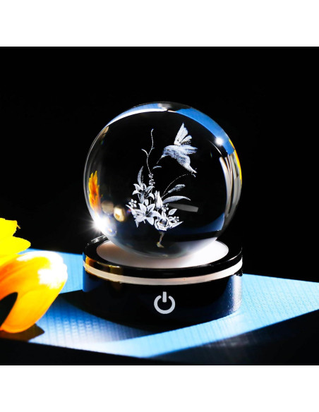 Figurita Colibrí 3D YWHL con Base LED y Regalo Incluido