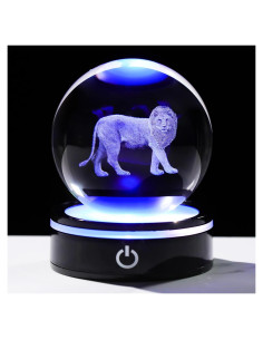 Figurita de león 3D YWHL con base LED decorativa 8cm