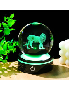 Figurita de león 3D YWHL con base LED decorativa 8cm 2
