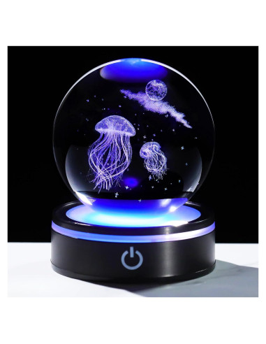 Bola de Cristal 3D YWHL Medusa Lunar con Base LED 8cm