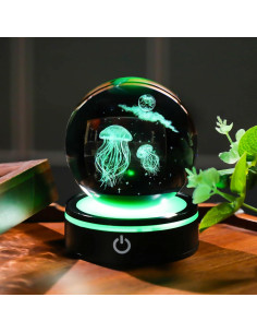 Bola de Cristal 3D YWHL Medusa Lunar con Base LED 8cm 2