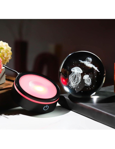 Bola de Cristal 3D YWHL Medusa Lunar con Base LED 8cm