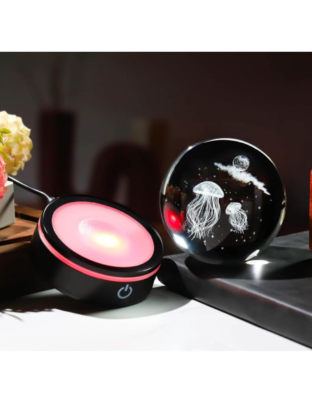 Bola de Cristal 3D YWHL Medusa Lunar con Base LED 8cm