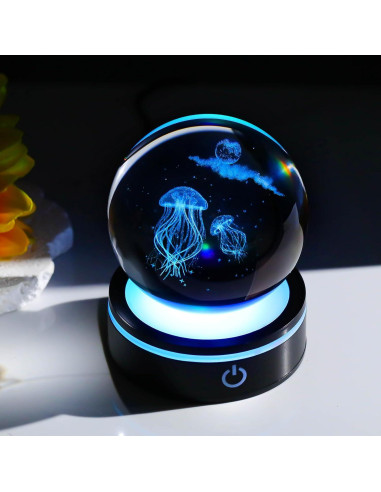 Bola de Cristal 3D YWHL Medusa Lunar con Base LED 8cm