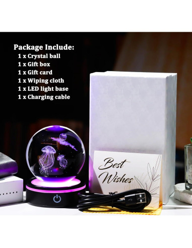 Bola de Cristal 3D YWHL Medusa Lunar con Base LED 8cm