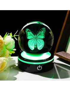 Figurita de Mariposa 3D YWHL con Base LED Colorida 8cm 2