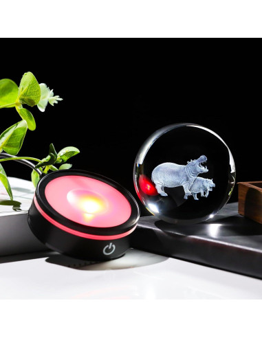 Figurita de Hipopótamo 3D YWHL con Base LED 8cm