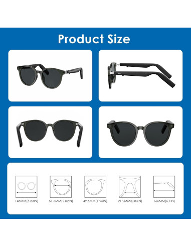 Gafas de sol inteligentes GetD GG14 con traducción AI y Bluetooth