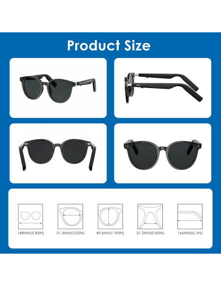 Gafas de sol inteligentes GetD GG14 con traducción AI y Bluetooth