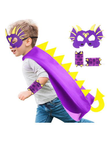 Disfraz de Dinosaurio iROLEWIN con Capa y Máscara para Niños