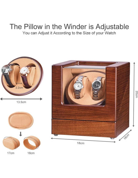 Winder de Reloj Doble JQUEEN S220EB Silencioso 18x18x20cm