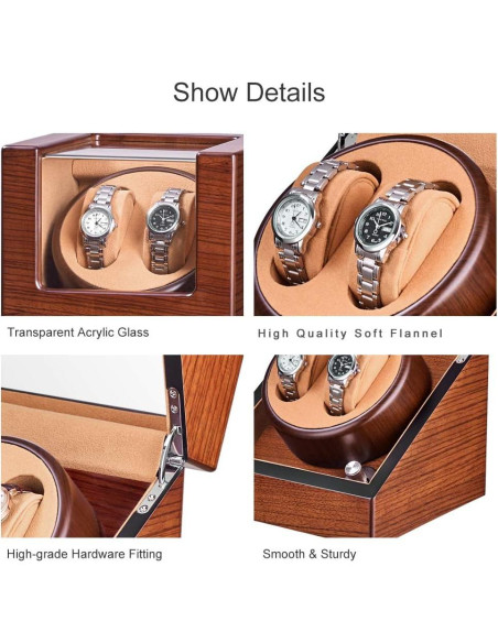 Winder de Reloj Doble JQUEEN S220EB Silencioso 18x18x20cm