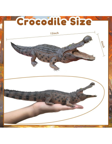 Cocodrilo Gigante EOIVSH 38 cm Realista con Mandíbula Móvil