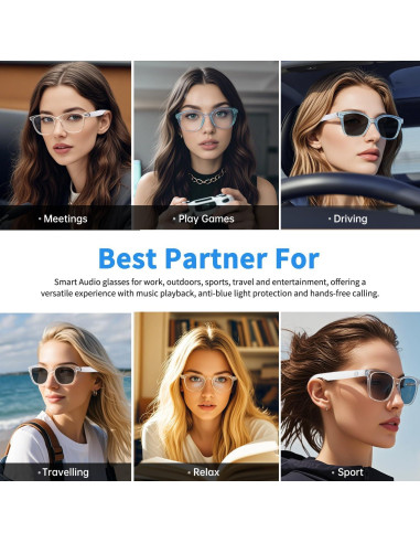 Gafas de Audio Bluetooth GS07-Claro con Lentes Fotocromáticas