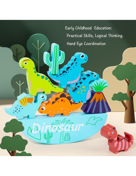 Juguete de Apilamiento Dinosaurios de Madera LICRAFT 0.59 kg Juguete de Apilamiento Dinosaurios de Madera LICRAFT 0.59 kg