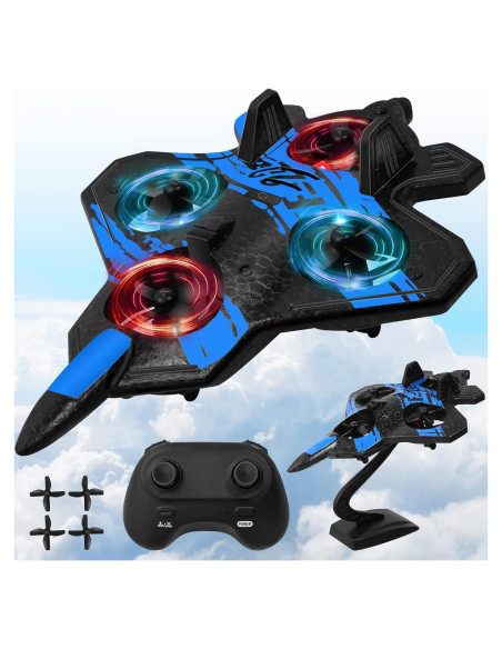 Avión RC Ykanzz V17 Azul, Acrobacias, 2 Baterías, 100m